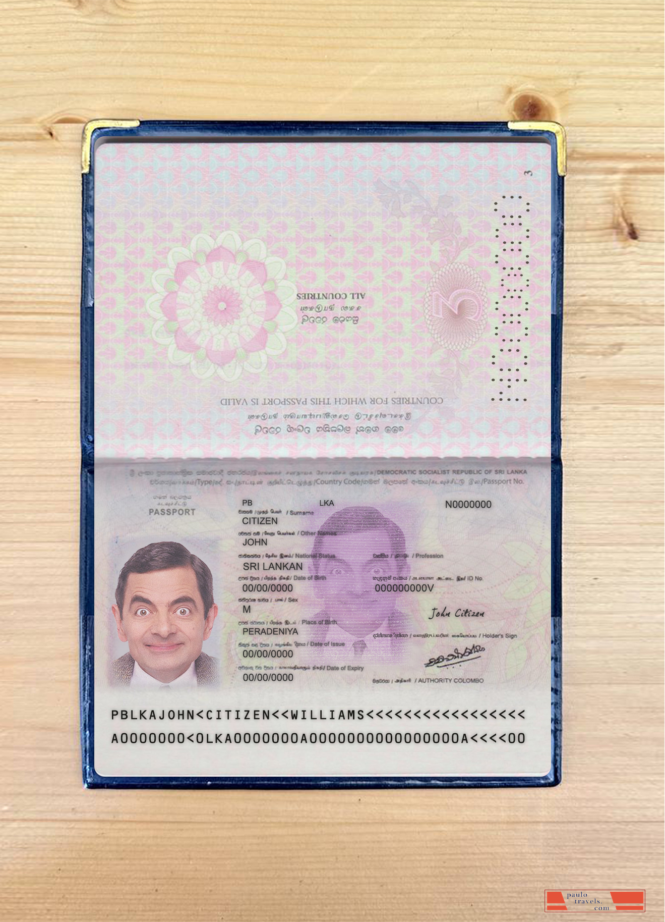 Sri Lanka passport version 2 photolook PSD template